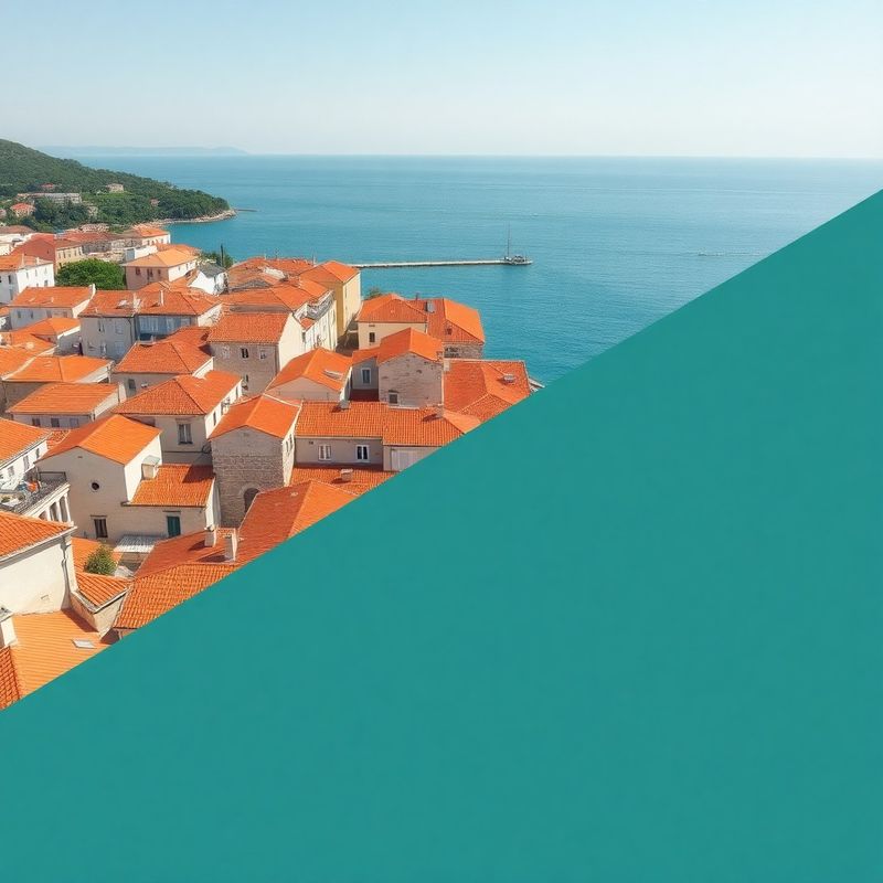 Zračni pogled na krovove starog Šibenika s Jadranom u pozadini
